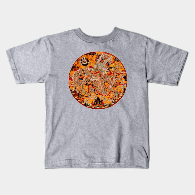 Inperial Ming Chinese Dragon Art Kids T-Shirt by ppandadesign